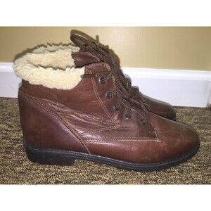 Barbo leather booties , fur lining  - lace up-  size 7.5 pre-owned